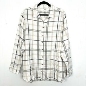 Jach's Girlfriend New York Flannel w/ Pockets Button Down Shirt Plaid XXL